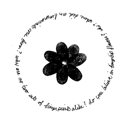 DO YOU BELIEVE IN FINGERTIP FLOWERS? WHY? WHERE DID MY FINGERPRINTS COME FROM? WHY ARE NO TWO SETS OF FINGERPRINTS ALIKE? - official mark drawing from the USPTO record