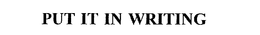PUT IT IN WRITING - official mark drawing from the USPTO record