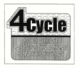 4CYCLE MORE TORQUE NO GAS & OIL MIXING LOWER EMISSIONS - official mark drawing from the USPTO record