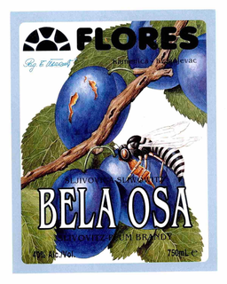 FLORES BELA OSA KAMENICA KRAGUJEVAC SLJIVOVICA-SLIWOWITZ SLIVOVITZ-PLUM BRANDY 40% ALC./VOL. 750 MLE - official mark drawing from the USPTO record