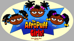 THE AFRO PUFF GIRLS! LULU JOYCE VIOLET LOVE PEACE SOUL - official mark drawing from the USPTO record