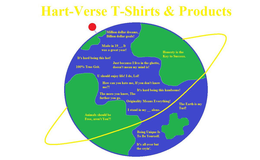 HART-VERSE T-SHIRTS & PRODUCTS , MADE IN 1972, IT WAS A GREAT YEAR! ITS HARD BEING THIS HOT! ITS HARD BEING THIS HANDSOME. JUST BECAUSE I LIVE IN THE GHETTO, DOESN'T MEAN MY MIND IS! HOW CAN YOU HATE ME, IF YOU DON'T KNOW ME? THE MORE YOU KNOW THE FURTHER YOU GO. ORIGINALITY MEANS EVERYTHING. I STAND IN MY 12'S ALONE. IT'S ALL OVER BUT THE CRYIN. BEING UNIQUE IS TO BE YOURSELF. HONESTY IS THE KEY TO SUCCESS. ANIMALS SHOULD BE FREE, AREN'T YOU??. MILLION DOLLAR DREAMS, BILLION DOLLAR GOALS! - official mark drawing from the USPTO record