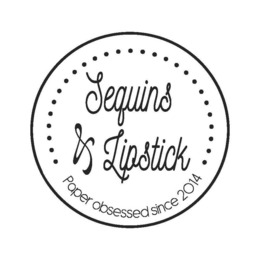 SEQUINS & LIPSTICK PAPER OBSESSED SINCE 2014 - official mark drawing from the USPTO record