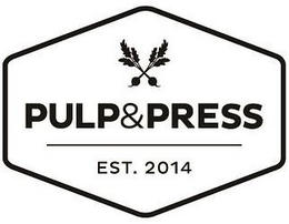 PULP&PRESS EST. 2014 - official mark drawing from the USPTO record