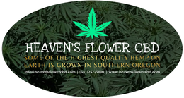 HEAVEN'S FLOWER CBD, SOME OF THE HIGHEST QUALITY HEMP ON EARTH IS GROWN IN SOUTHERN OREGON, INFO@HEAVENSFLOWERCBD.COM (541) 257-5000 WWW.HEAVENSFLOWERCBD.COM - official mark drawing from the USPTO record