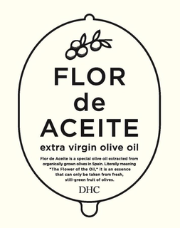 FLOR DE ACEITE EXTRA VIRGIN OLIVE OIL FLOR DE ACEITE IS A SPECIAL OLIVE OIL EXTRACTED FROM ORGANICALLY GROWN OLIVES IN SPAIN. LITERALLY MEANING "THE FLOWER OF THE OIL," IT IS AN ESSENCE THAT CAN ONLY BE TAKEN FROM FRESH, STILL-GREEN FRUIT OF OLIVES. DHC - official mark drawing from the USPTO record