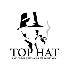 TOP HAT CIGAR SOCIETY HATS ON. DRINKS UP. SMOKE EM' TO THE BRIM - official mark drawing from the USPTO record